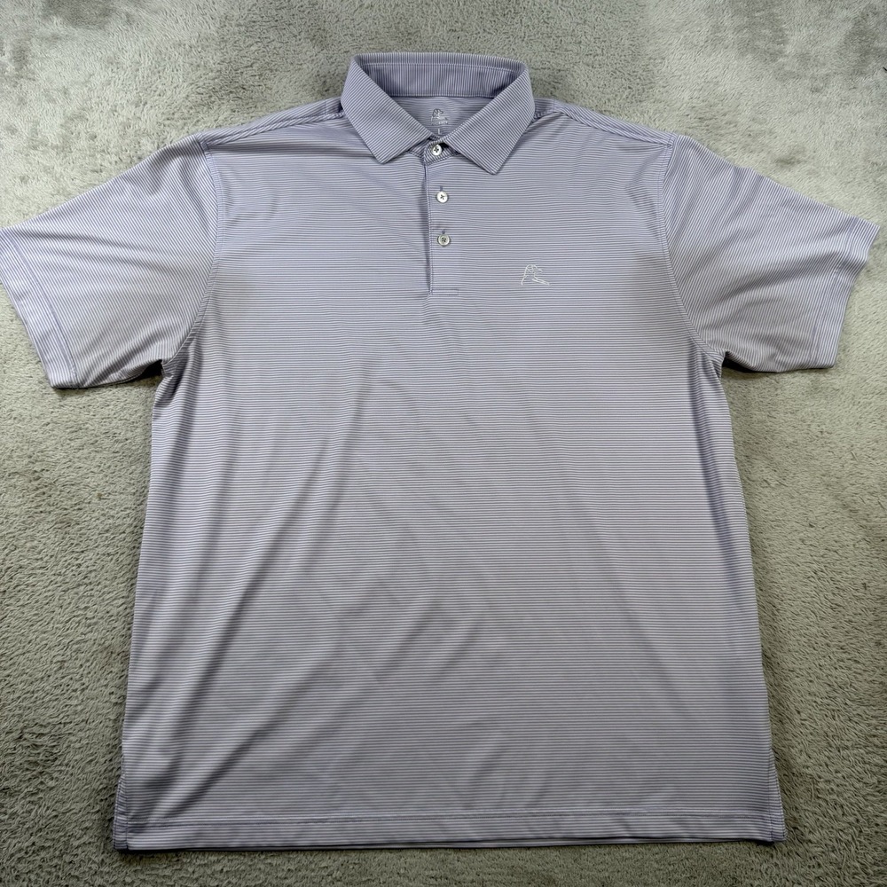 Rhoback Polo Shirt Mens Large Purple Striped Golf Performance Stretch Active